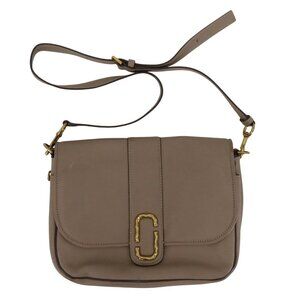 Marc Jacobs Interlock Beige Pebbled Leather Courier Messenger Crossbody Purse